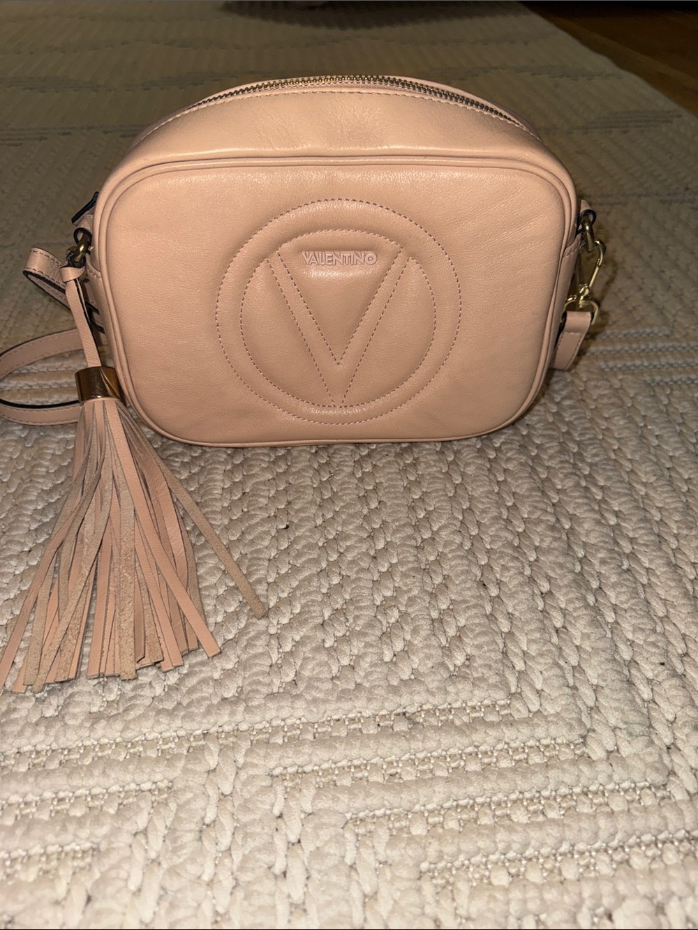Valentino Garavani Blush Pink Leather Crossbody with Tassel lightly worn